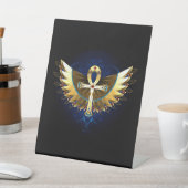 Gold Ankh mit Wings Sockelschild (In SItu)