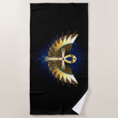 Gold Ankh mit Wings Strandtuch (Vorderseite)