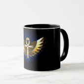 Gold Ankh mit Wings Tasse (VorderseiteRechts)