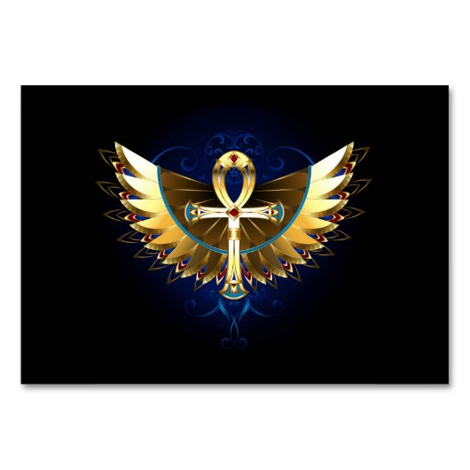 Gold Ankh mit Wings Tischnummer (Vorderseite)