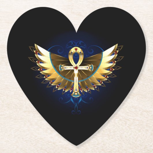 Gold Ankh mit Wings Untersetzer (Vorderseite)