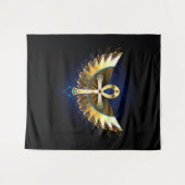 Gold Ankh mit Wings Wandteppich (Vorderseite (Horizontal))