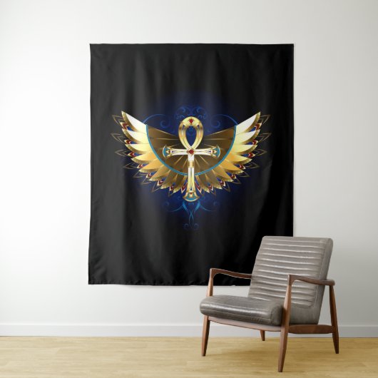 Gold Ankh mit Wings Wandteppich (Beispiel)