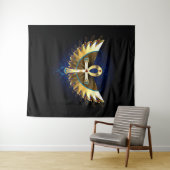 Gold Ankh mit Wings Wandteppich (Beispiel (Horizontal))