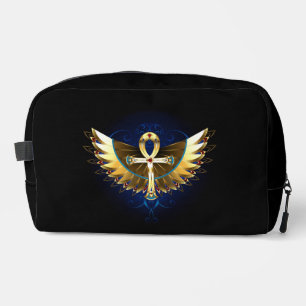 Gold Ankh mit Wings Waschbeutel