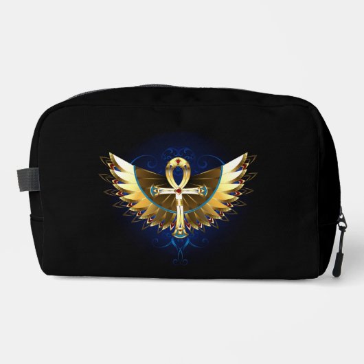 Gold Ankh mit Wings Waschbeutel (Vorderseite)