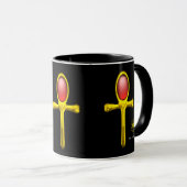 GOLD ANKH ,RED TALISMAN EGYPTIAN JEWEL Black Tasse (VorderseiteRechts)