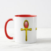 GOLD ANKH ,RED TALISMAN EGYPTIAN JEWEL White Tasse (Links)