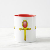 GOLD ANKH ,RED TALISMAN EGYPTIAN JEWEL White Tasse (Zentrum)