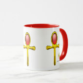 GOLD ANKH ,RED TALISMAN EGYPTIAN JEWEL White Tasse (VorderseiteRechts)