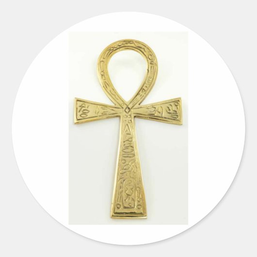 Gold Ankh Runder Aufkleber (Vorderseite)