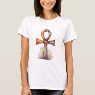 Gold Ankh Wasserfarbgrafik T-Shirt