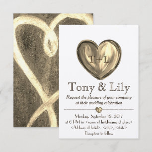 Gold Anpassbare Herz Hochzeit Einladung RSVP