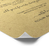 Gold anstelle der Favoriten für die Hochzeitsfeier Poster (Ecke)