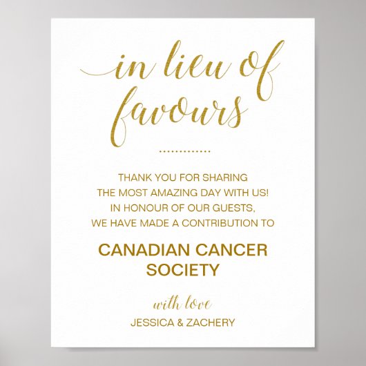 Gold anstelle von Lieblingsspenden für Wohltätigke Poster (Vorne)