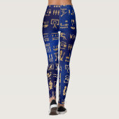 Gold antike ägyptische Hieroglyphen auf Blue Leggings (Rückseite)
