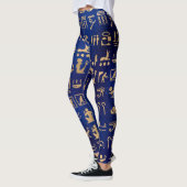 Gold antike ägyptische Hieroglyphen auf Blue Leggings (Links)