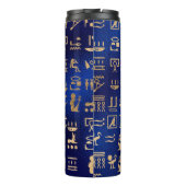 Gold antike ägyptische Hieroglyphen auf Blue Thermosbecher (Rückseite)