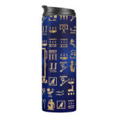 Gold antike ägyptische Hieroglyphen auf Blue Thermosbecher (Nach rechts gedreht)