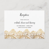 Gold Antique Lace Empfang Card Hochzeit Elegant Begleitkarte (Vorderseite)