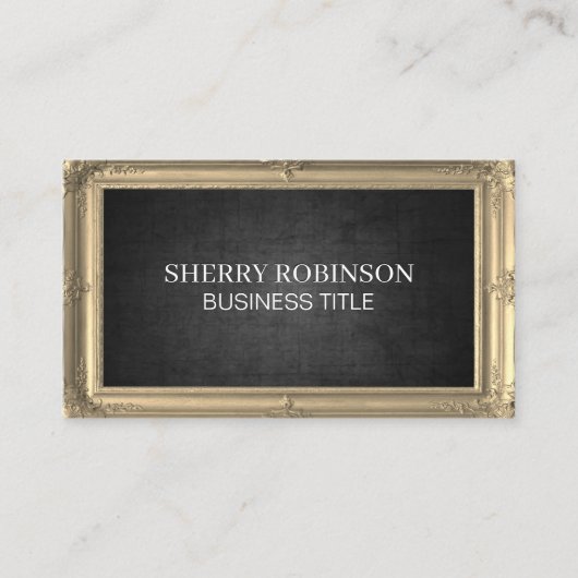 Gold Antiquitätenrahmen | Dunkle Textur Visitenkarte (Vorderseite)