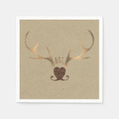 Gold Antlers & Brown Paper Rustic Wedding Serviette (Vorderseite)