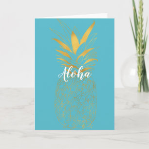 Gold Aqua Aloha Pinapple Karte