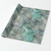 Gold Aqua Aquamarin Blue Leopard Print Geschenkpapier (Ungerollt)