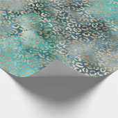 Gold Aqua Aquamarin Blue Leopard Print Geschenkpapier (Ecke)