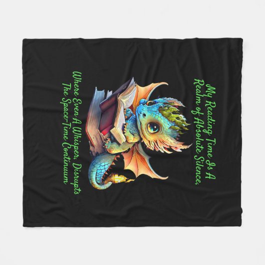 Gold Aqua Baby Dragon Warning Book Voice Fleecedecke (Vorderseite (Horizontal))