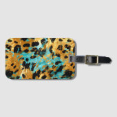Gold Aqua Black Leopard Gepäckanhänger (Vorderseite (Horizontal))