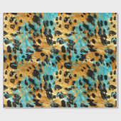Gold Aqua Black Leopard Geschenkpapier (Flach)