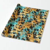 Gold Aqua Black Leopard Geschenkpapier (Ungerollt)