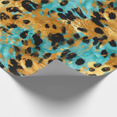 Gold Aqua Black Leopard Geschenkpapier (Ecke)