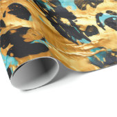 Gold Aqua Black Leopard Geschenkpapier (Rolleneckpunkt)
