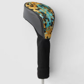 Gold Aqua Black Leopard Golf Headcover (angewinkelt)