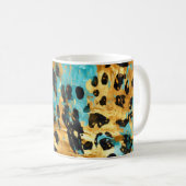 Gold Aqua Black Leopard Kaffeetasse (VorderseiteRechts)