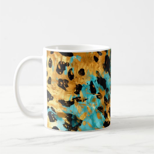 Gold Aqua Black Leopard Kaffeetasse (Links)