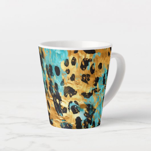 Gold Aqua Black Leopard Milchtasse (Rechte Ecke)