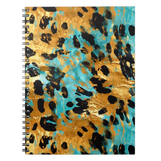 Gold Aqua Black Leopard Notizblock (Vorderseite)