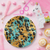 Gold Aqua Black Leopard Pappteller (Party)