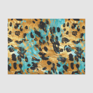 Gold Aqua Black Leopard Seidenpapier