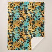 Gold Aqua Black Leopard Sherpadecke (Vorderseite)