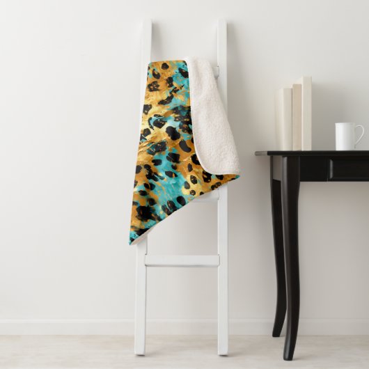 Gold Aqua Black Leopard Sherpadecke (Beispiel)