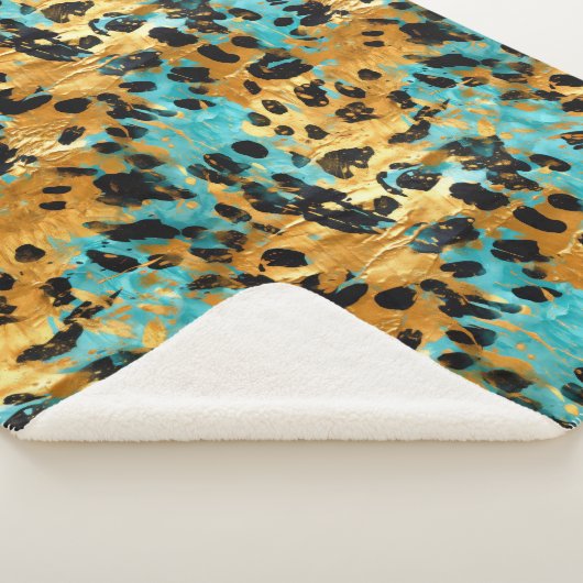 Gold Aqua Black Leopard Sherpadecke (3/4)