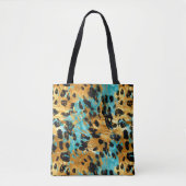 Gold Aqua Black Leopard Tasche (Vorderseite)