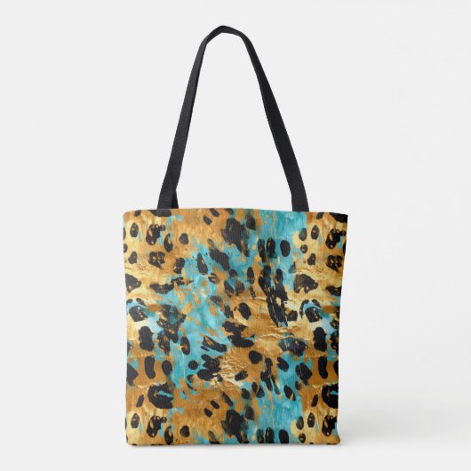 Gold Aqua Black Leopard Tasche (Rückseite)