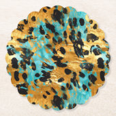 Gold Aqua Black Leopard Untersetzer (Vorderseite)