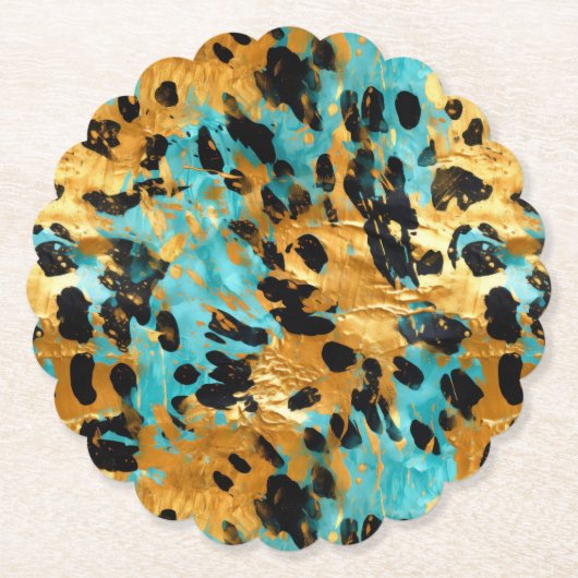 Gold Aqua Black Leopard Untersetzer (Vorderseite)