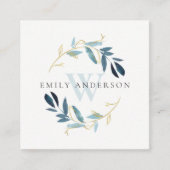 GOLD AQUA BLAUE FOLIAGE ERSTE KRAFT BERUFLICH QUADRATISCHE VISITENKARTE (Vorderseite)